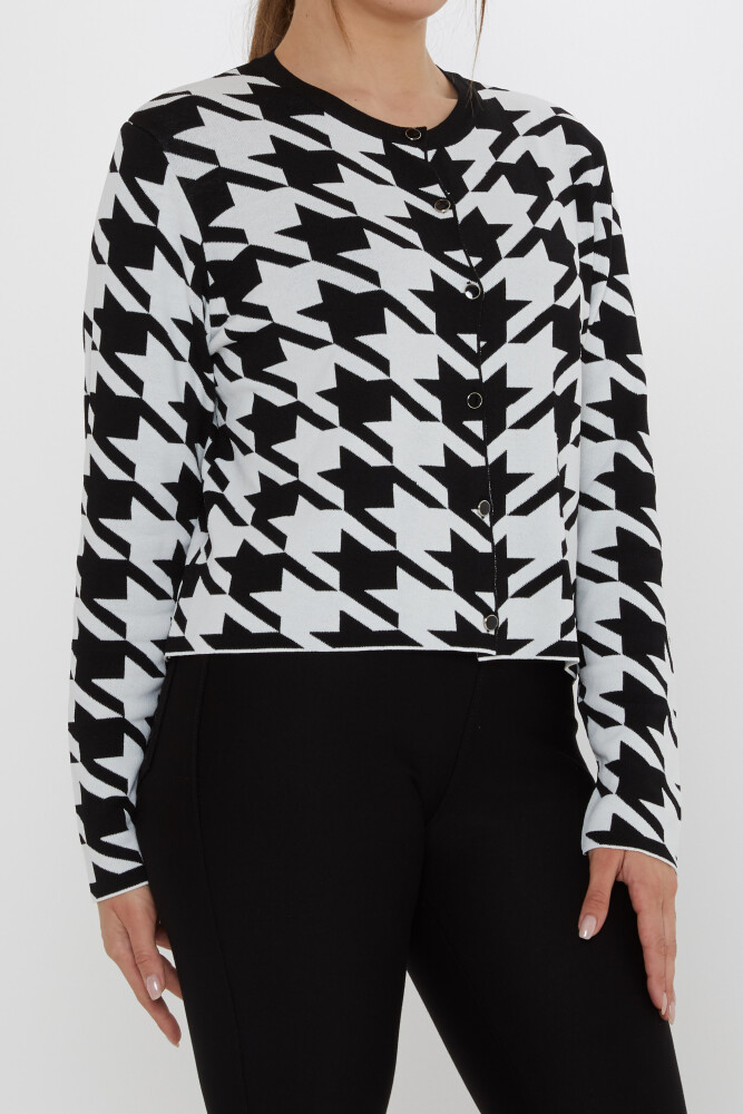 Knitted Cardigan Houndstooth Pattern Black - 31906 | KAZEE (Set of 2, M-L) - 3