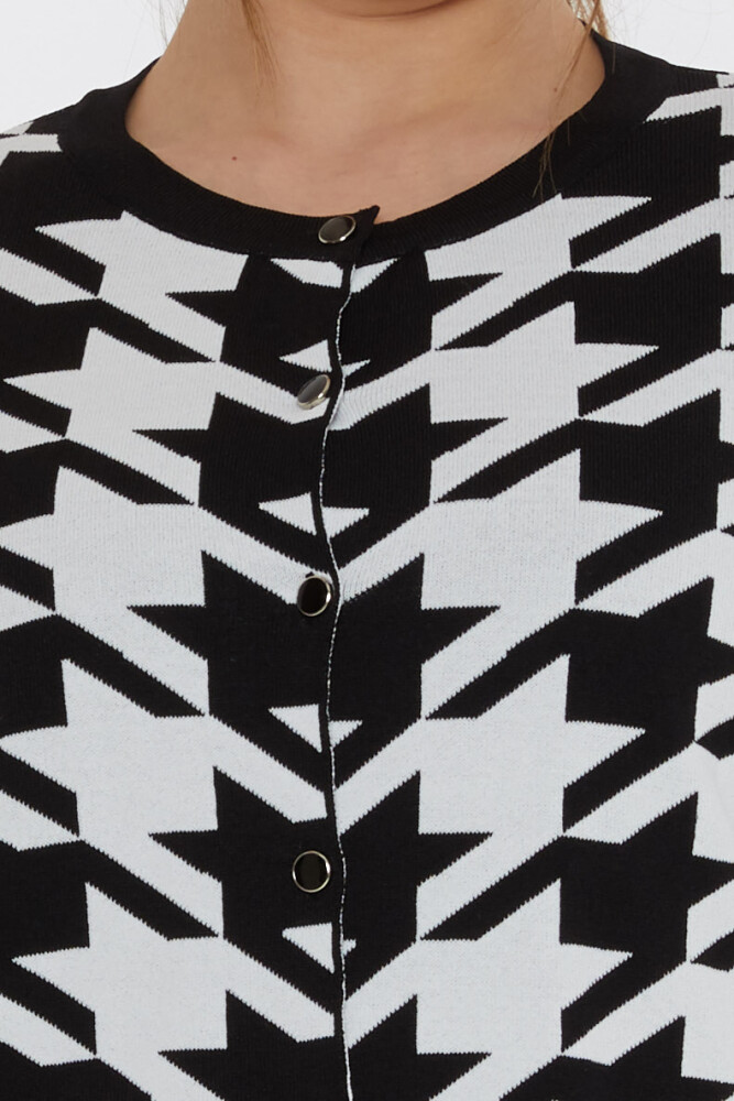 Knitted Cardigan Houndstooth Pattern Black - 31906 | KAZEE (Set of 2, M-L) - 4