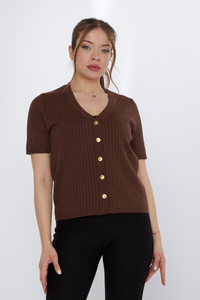 Knitted Cardigan Short Sleeve Brown - 30701 | KAZEE (Set of 3 M-L-XL) - 3
