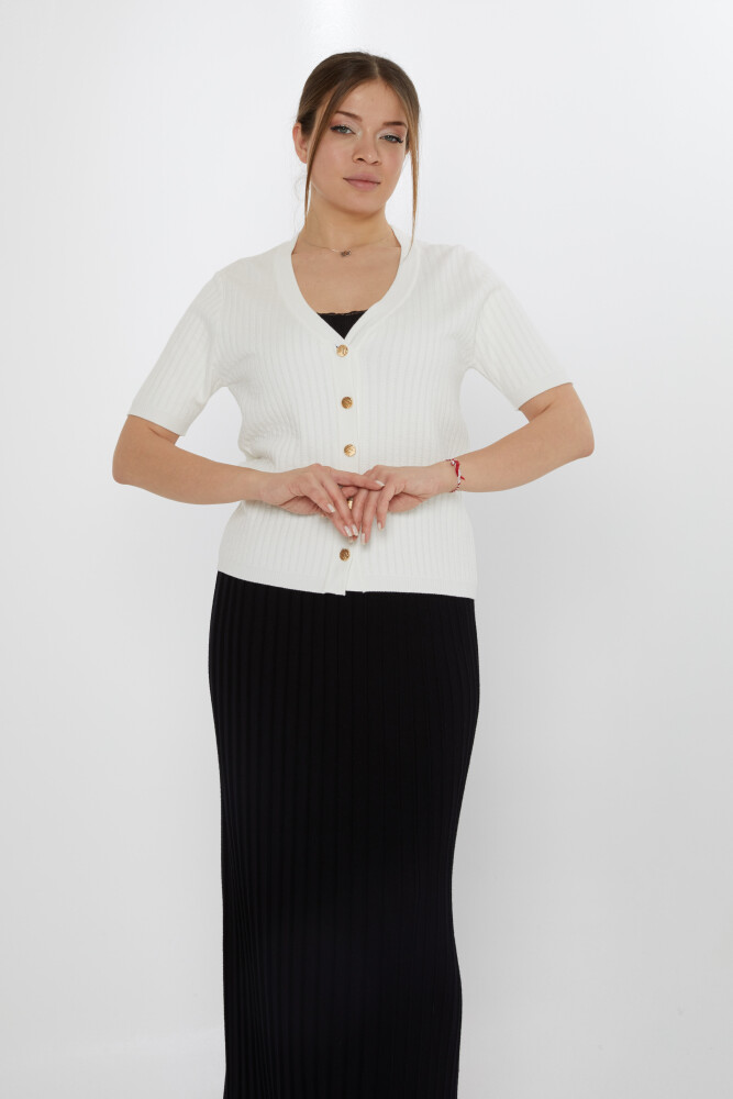 Knitted Cardigan Short Sleeve Ecru - 30701 | KAZEE (Set of 3 M-L-XL) - 1