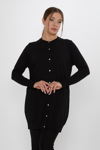 Knitted Cardigan - Embellished with Stones - Buttoned - Black - 31846 | KAZEE (Set of 2 L-XL) - Kazee