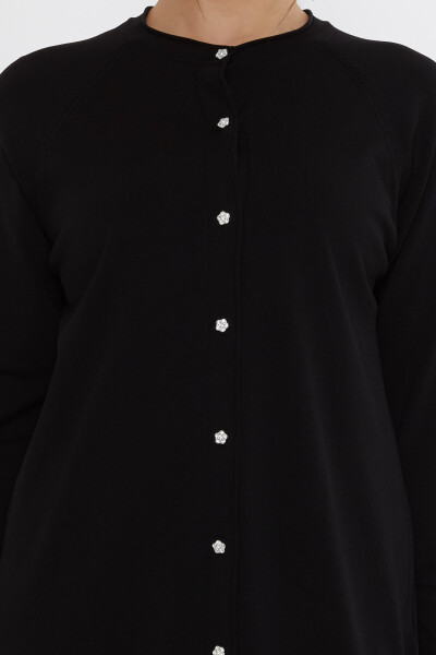 Knitted Cardigan - Embellished with Stones - Buttoned - Black - 31846 | KAZEE (Set of 2 L-XL) - 4