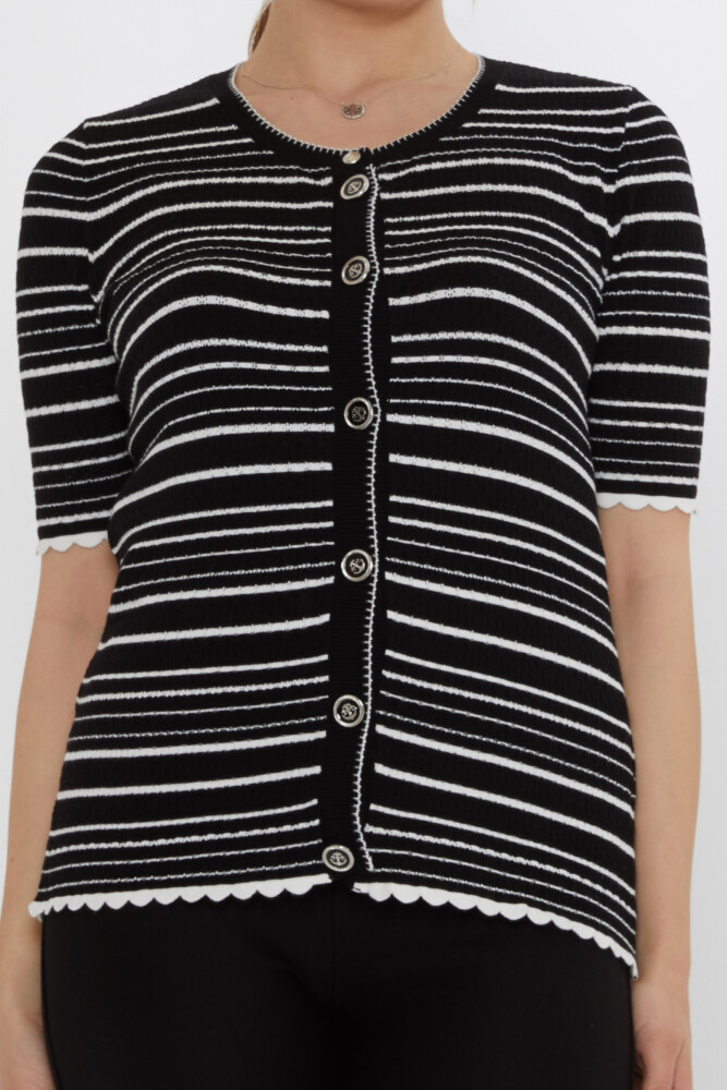 Knitted Cardigan with Striped Pattern, Black - 31784 | KAZEE (3-Piece Set S-M-L) - 3