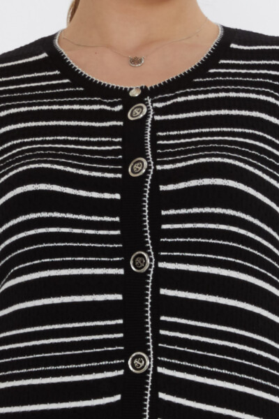 Knitted Cardigan with Striped Pattern, Black - 31784 | KAZEE (3-Piece Set S-M-L) - 4