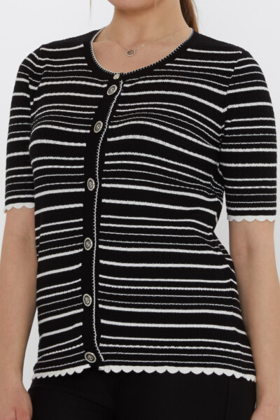 Knitted Cardigan with Striped Pattern, Black - 31784 | KAZEE (3-Piece Set S-M-L) - 5
