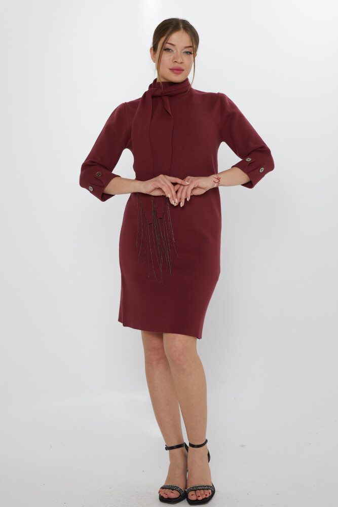 Knitted Dress Scarf Detailed Claret Red - 30968 | KAZEE (Set of 3 S-M-L) - 1