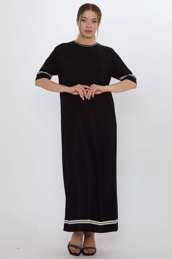 Knitted Dress - Short Sleeves - Black - 31851 | KAZEE (Set of 2 M-L) - 1