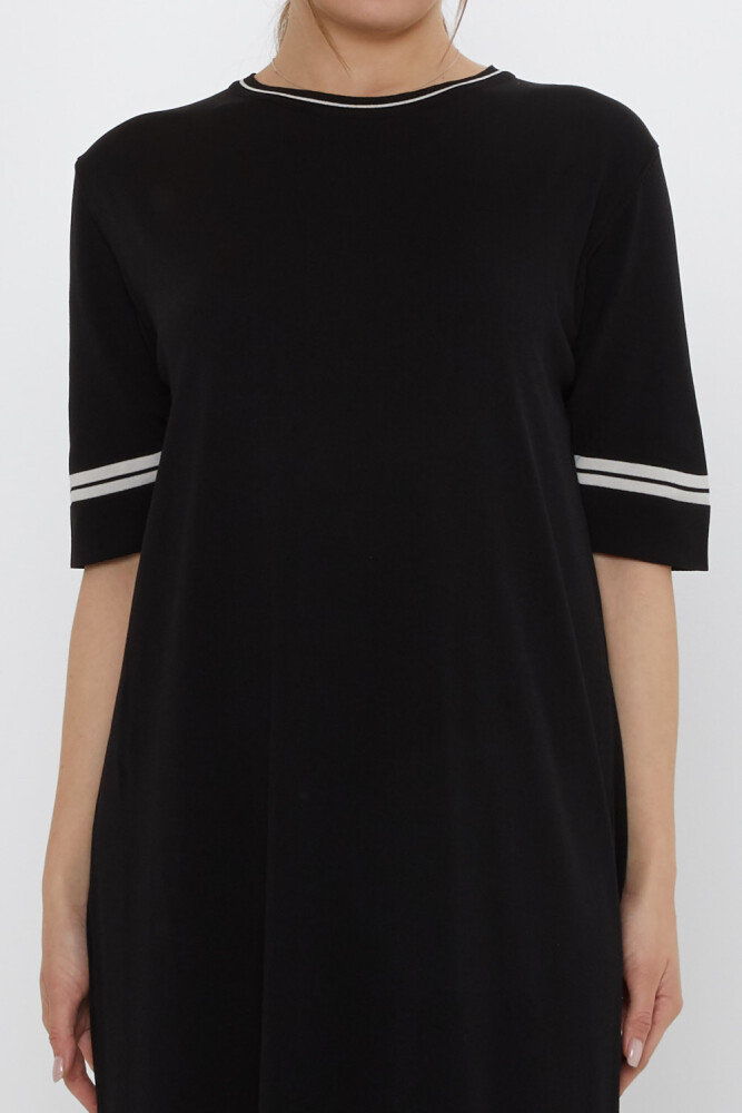 Knitted Dress - Short Sleeves - Black - 31851 | KAZEE (Set of 2 M-L) - 4