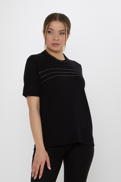 Knitted Sweater - American Style - Black - 30352 | KAZEE (Set of 4 L-XL-2XL-3XL) - 2