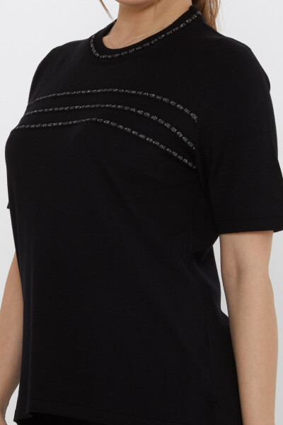 Knitted Sweater - American Style - Black - 30352 | KAZEE (Set of 4 L-XL-2XL-3XL) - 5