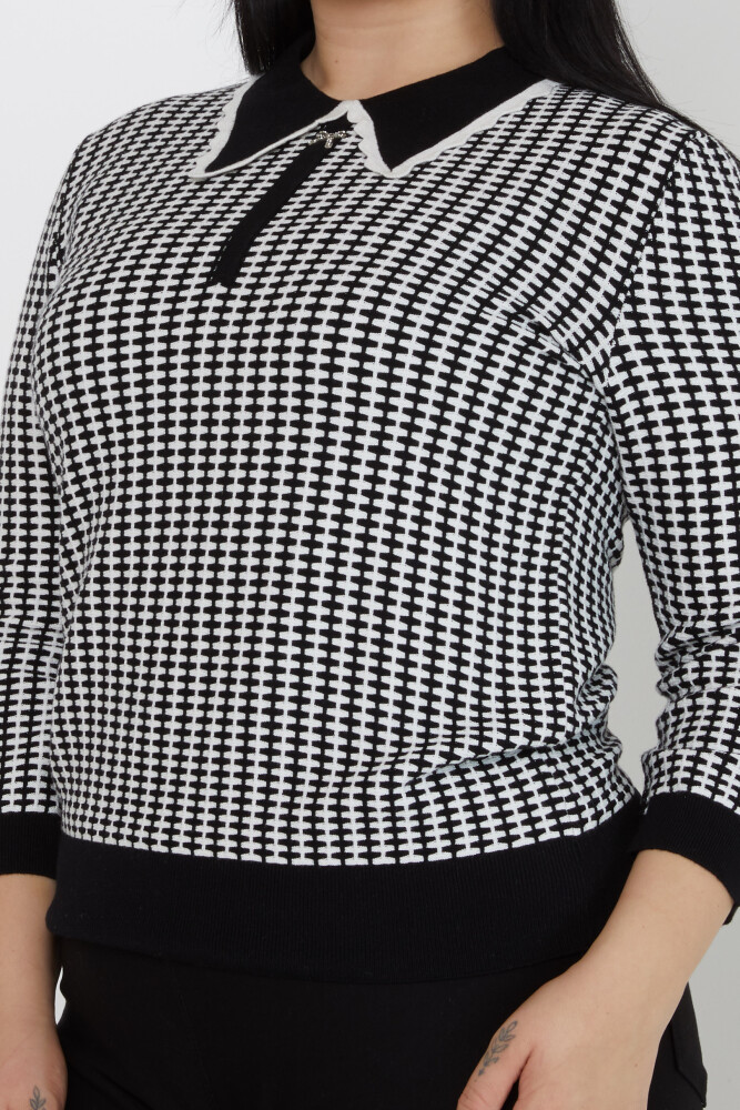 Knitted Sweater Apron Collar Black-Ecru - 31570 | KAZEE (Set of 3 XL-2XL-3XL) - 2