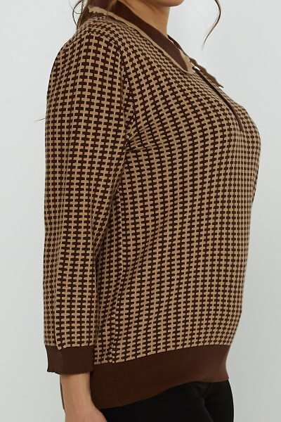 Knitted Sweater Apron Collar Brown-Mink - 31570 | KAZEE (Set of 3 XL-2XL-3XL) - 4