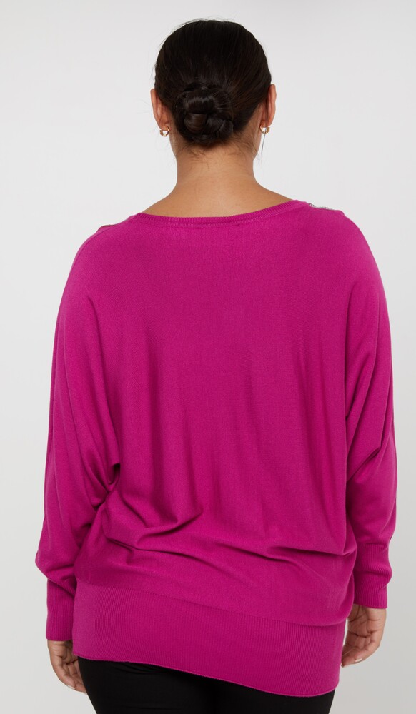 Knitted Sweater Batwing Sleeve Fuchsia - 30675 | KAZEE (Set of 4 L-XL-2XL-3XL) - 5