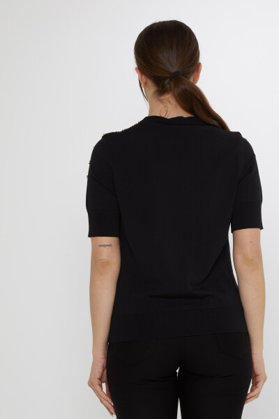 Knitted Sweater Beaded Embellished - Black - 31805 | KAZEE (3-Piece Set S-M-L) - 7