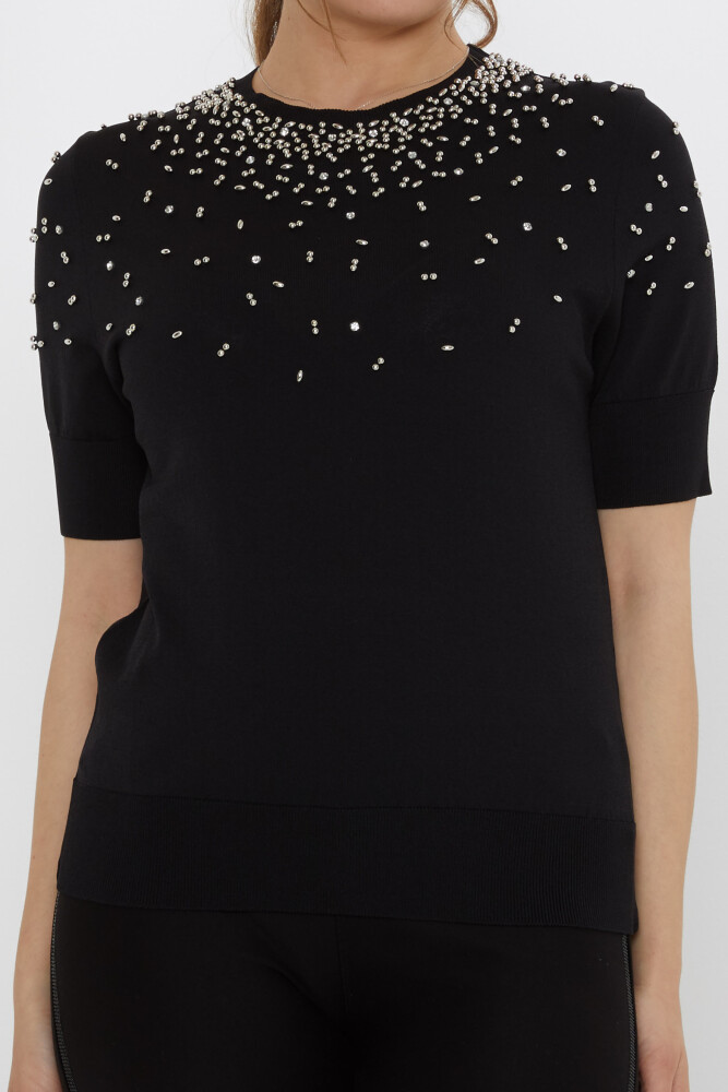 Knitted Sweater Beaded Embellished - Black - 31805 | KAZEE (3-Piece Set S-M-L) - 3
