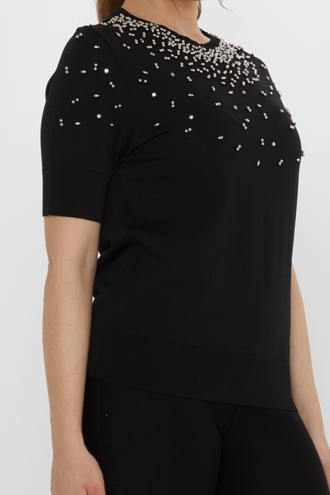 Knitted Sweater Beaded Embellished - Black - 31805 | KAZEE (3-Piece Set S-M-L) - 5