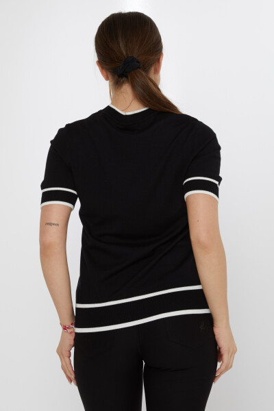 Knitted Sweater Brooch Detailed Black-Ecru - 31292 | KAZEE (Set of 4 M-L-XL-2XL) - 5