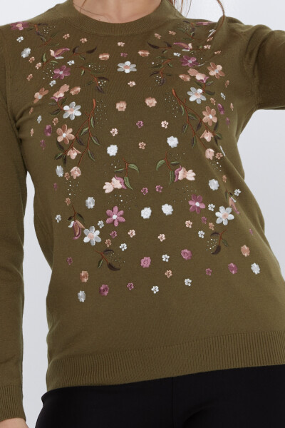Knitted Sweater Colorful Embroidery Khaki - 31122 | KAZEE (Set of 3 M-L-XL) - 3