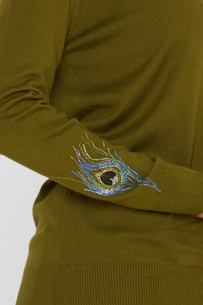 Knitted Sweater Colorful Stone Embellished Dark Green - 31775 | KAZEE (3-Piece Set L-XL-2XL) - 6