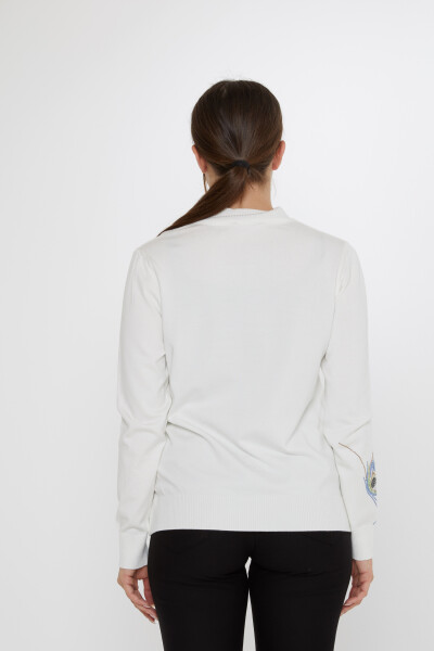 Knitted Sweater - Colorful Stone Embellished - Ecru - 31775 | KAZEE (3-Piece Set L-XL-2XL) - 7