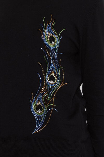 Knitted Sweater Colorful Stone Embellished - Black - 31775 | KAZEE (3-Piece Set L-XL-2XL) - 5