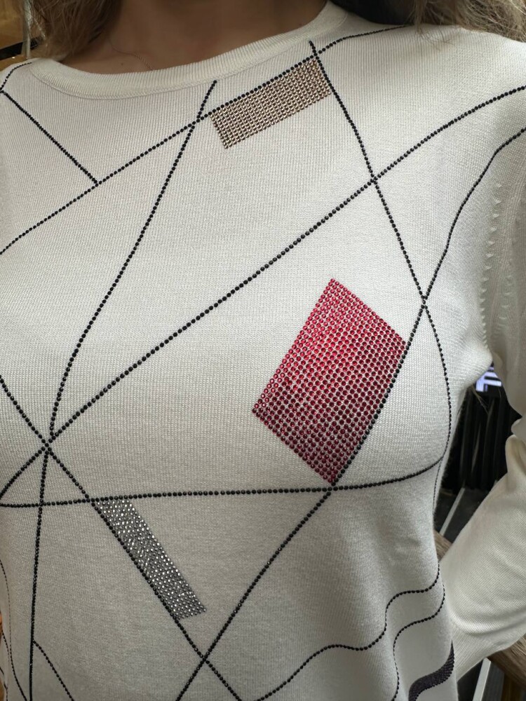 Knitted Sweater with Crew Neck, Ecru - 31874 | KAZEE (3-Piece Set XL-2XL-3XL) - 5