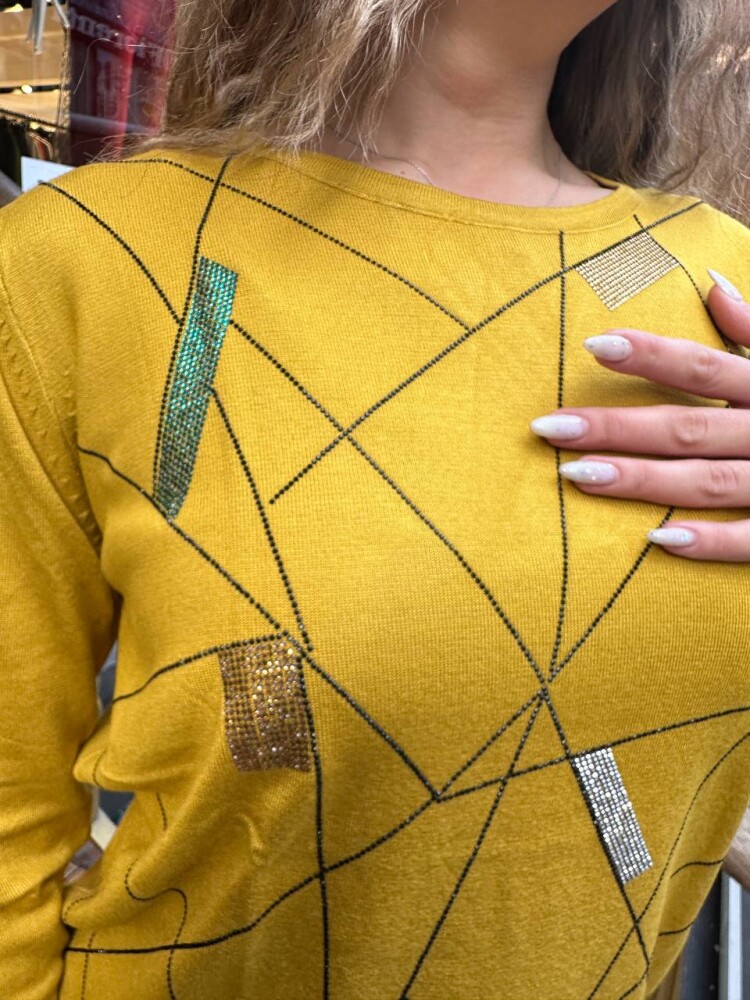 Knitted Sweater Crew Neck Yellow - 31874 | KAZEE (3-Piece Set XL-2XL-3XL) - 4