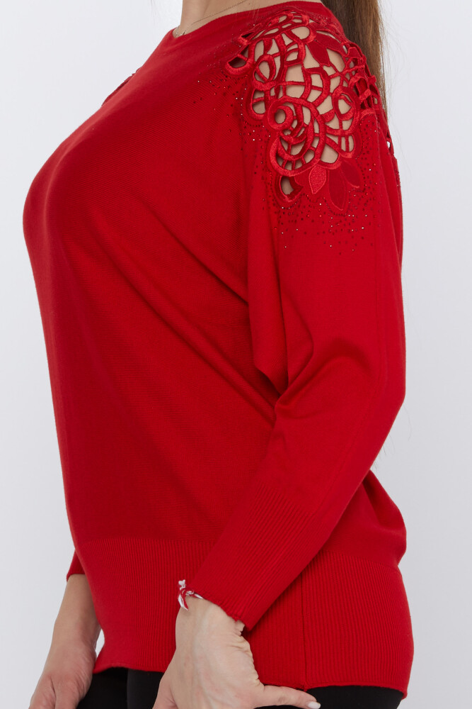Knitted Sweater Decollete Detail Red - 31288 | KAZEE (Set of 3 M-L-XL) - 4