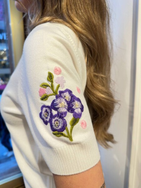 Knitted Sweater Floral Embroidery, Ecru - 32040 | KAZEE (3-Piece Set M-L-XL) - 5