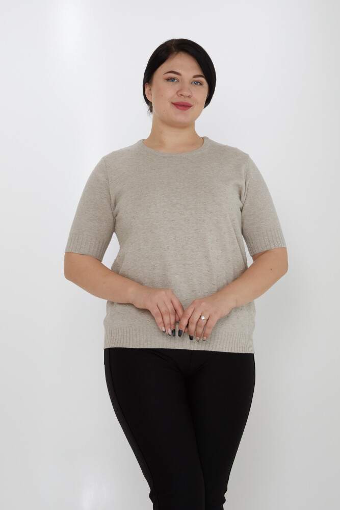 Knitted Sweater Glitter Detailed Mink - 31714 | KAZEE (Set of 3 XL-2XL-3XL) - 1