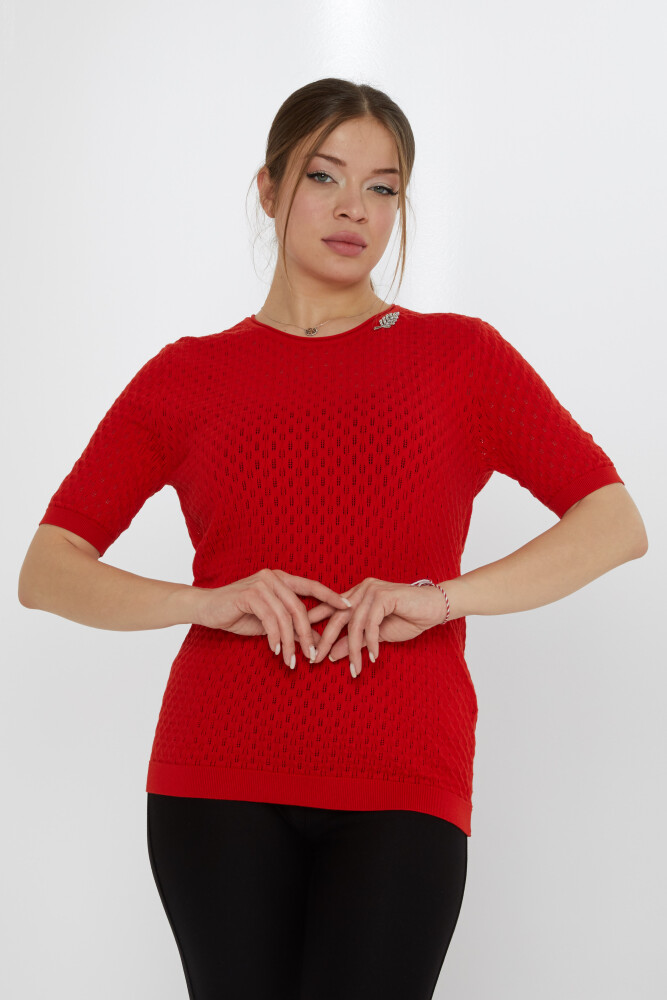 Knitted Sweater Leaf Brooch Red - 31811 | KAZEE (Set of 3 M-L-XL) - 1