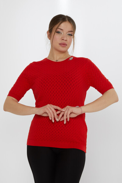 Knitted Sweater Leaf Brooch Red - 31811 | KAZEE (Set of 3 M-L-XL) 