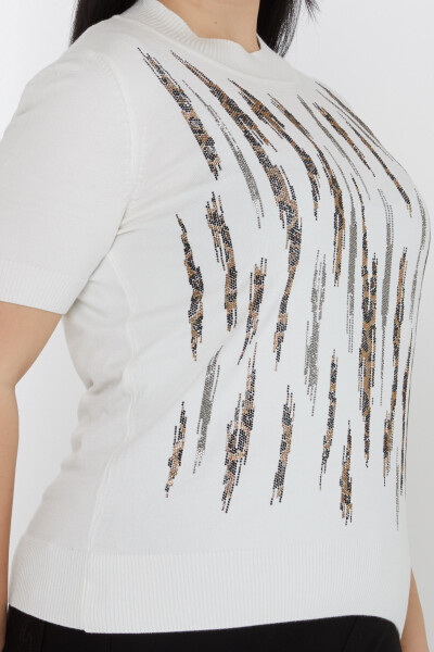 Knitted Sweater Leopard Stone Embroidered Ecru - 31565 | KAZEE (Set of 3 M-L-XL) - 3