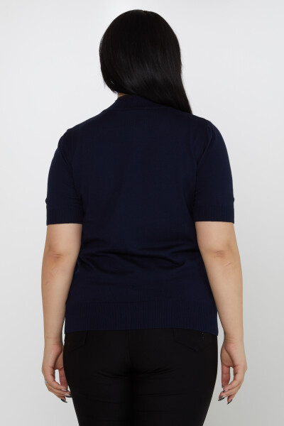 Knitted Sweater Leopard Stone Embroidered Navy Blue - 31565 | KAZEE (Set of 3 M-L-XL) - 5