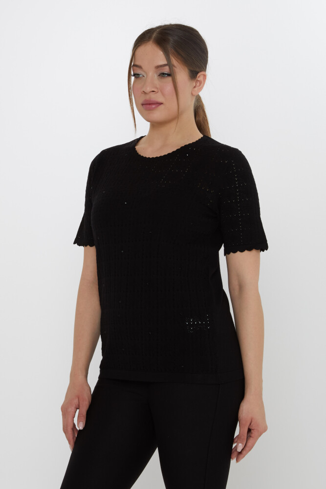 Knitted Sweater Openwork Black - 31822 | KAZEE (Set of 3 L-XL-2XL) - 2