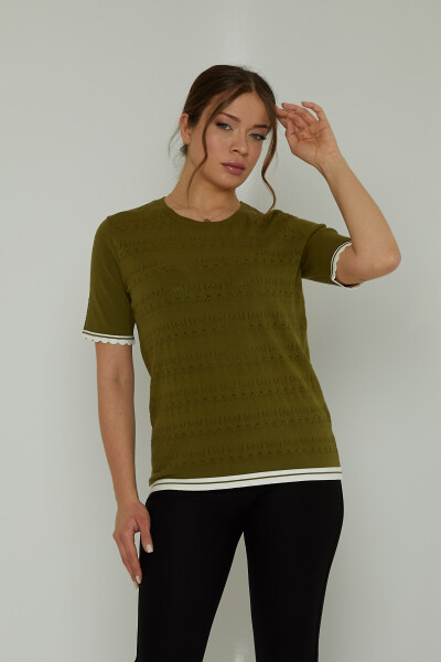 Knitted Sweater Openwork Dark Green - 31762 | KAZEE (Set of 3 M-L-XL) 