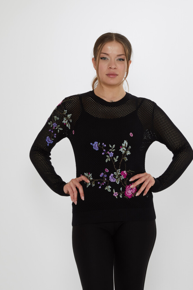  Knitted Sweater Openwork Black - 31163 | KAZEE (3-Piece Set S-M-L) - 1