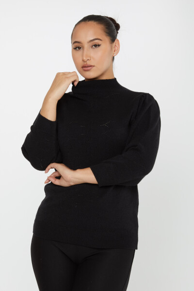 Knitted Sweater Patterned Black - 30341 | KAZEE (Set of 4 S-M-L-XL) 