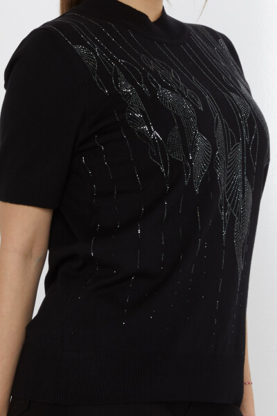 Knitted Sweater Patterned Black - 30663 | KAZEE (Set of 3 XL-2XL-3XL) - 4