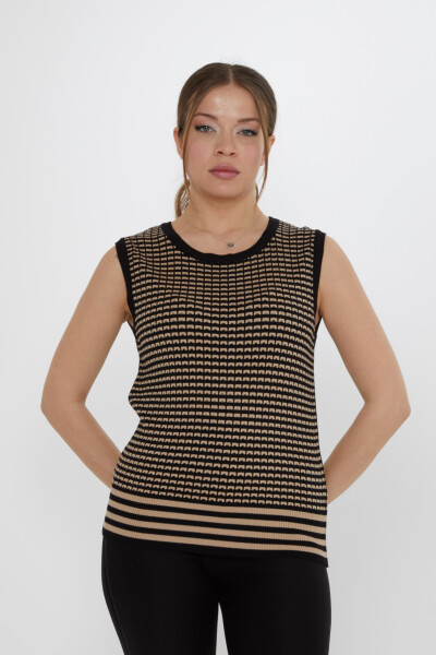Knitted Sweater Patterned Black-Beige - 31704 | KAZEE (3-Piece Set S-M-L) 