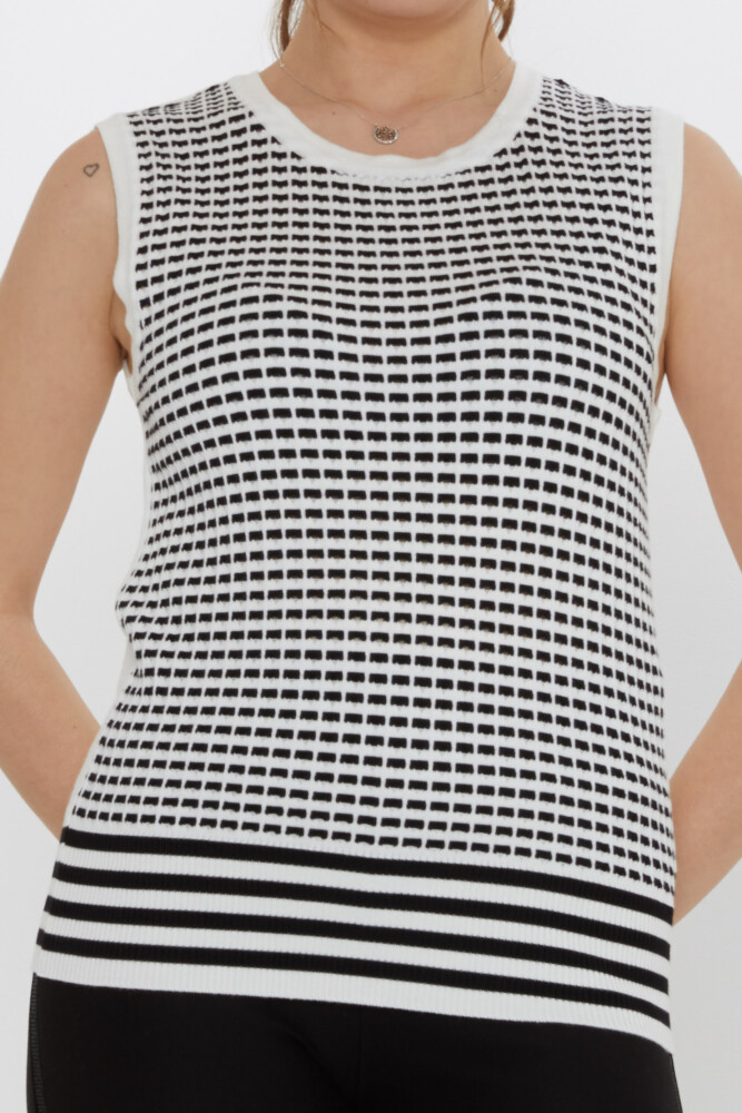 Knitted Sweater - Patterned - Black-Ecru - 31704 | KAZEE (3-Piece Set S-M-L) - 3