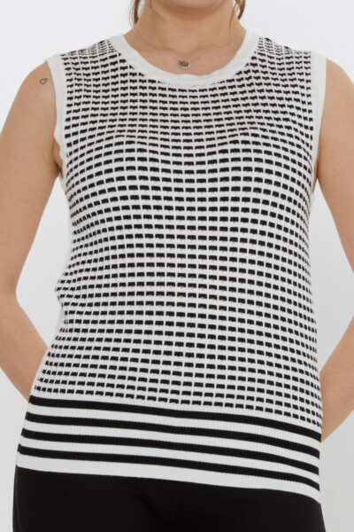 Knitted Sweater - Patterned - Black-Ecru - 31704 | KAZEE (3-Piece Set S-M-L) - 3