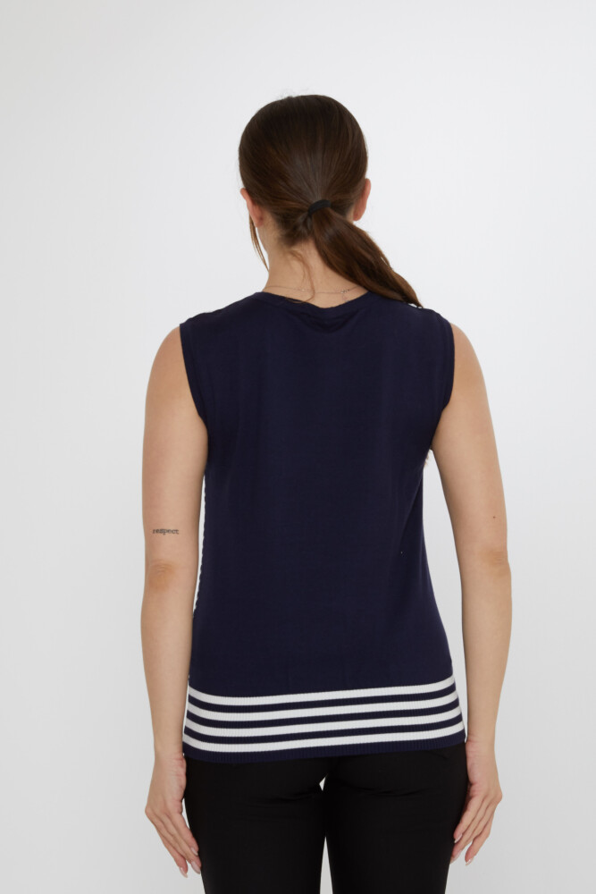 Knitted Sweater with Pattern, Ecru-Navy Blue - 31704 | KAZEE (3-Piece Set S-M-L) - 4