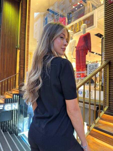 Knitted Sweater Patterned Embroidery, Black - 31678 | KAZEE (3-Piece Set M-L-XL) - 6