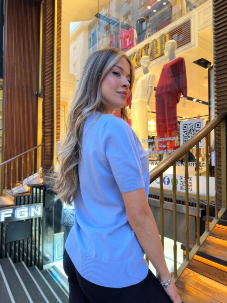 Knitted Sweater Patterned Embroidery, Blue - 31678 | KAZEE (3-Piece Set M-L-XL) - 6