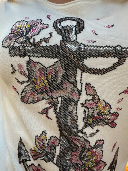 Knitted Sweater Patterned Embroidery, Ecru - 31678 | KAZEE (3-Piece Set M-L-XL) - 4