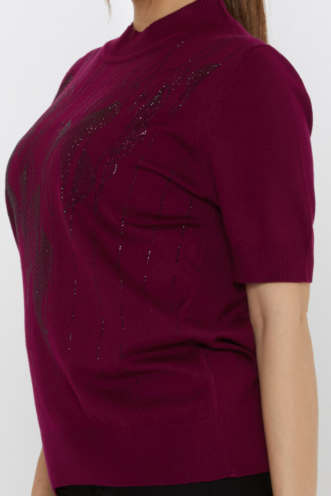 Knitted Sweater Patterned Purple - 30663 | KAZEE (Set of 3 XL-2XL-3XL) - 4