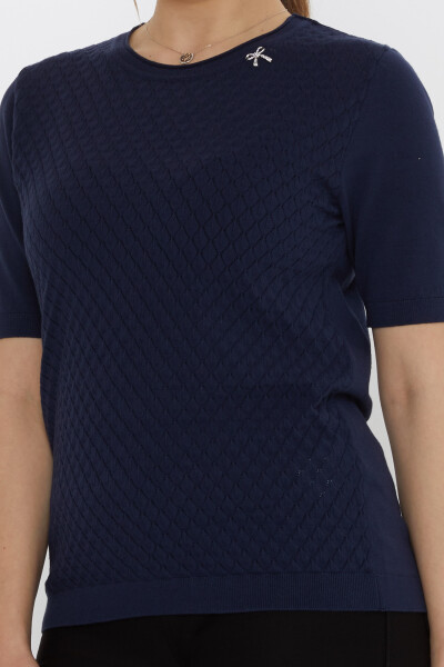 Knitted Sweater Ribbon Brooch Navy Blue - 31815 | KAZEE (Set of 3 L-XL-2XL) - 5