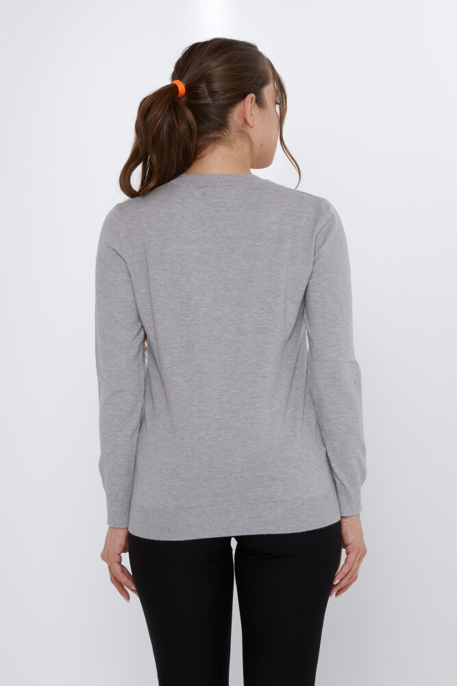 Knitted Sweater Rose Embroidered Gray - 31377 | KAZEE (Set of 3 L-XL-2XL) - 5