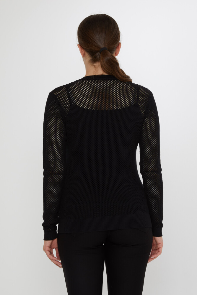 Knitted Sweater with Rose Embroidery, Black - 31113 | KAZEE (3-Piece Set S-M-L) - 5